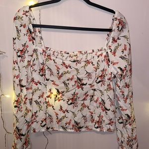 Cute White Top Flower Print